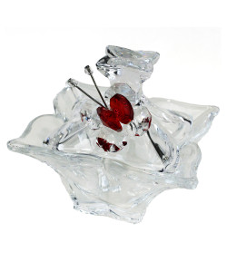 Svuotatasche Scatola Portagioie Centrotavola in vetro con Farfalla in Cristallo  