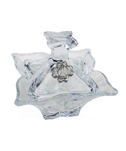 Svuotatasche Scatola Portagioie Centrotavola in vetro con Quadrifoglio Santa Cresima