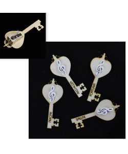Temperamatite Chiave Portafortuna in Legno Chiave di Violino Bianca Sol Musica Confettata Segnaposto Temperino