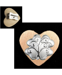 Temperamatite Cuore in legno Quadrifoglio Portafortuna Albero della Vita Segnaposto Temperino Confettata