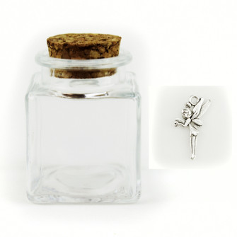 Barattolo in Vetro con Ciondolo Fatina Trilly Campanellino Peter Pan Porta Confetti