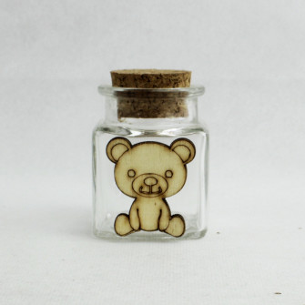 Barattolo in Vetro con Orso Orsetto in Legno Porta Confetti Spezie