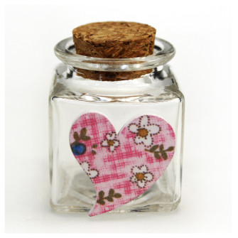 Barattolo in vetro Cuore Cuoricino Rosa in legno Bimba Nascita Bebè Confettata Portaconfetti DIY