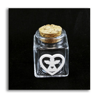 Barattolo in Vetro Icona in Legno Bianco Angelo Angioletto Cuore Porta Confetti