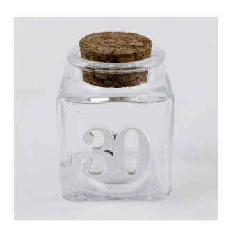 Barattolo in Vetro per 30 Trentesimo Compleanno Bianco Anniversario di Nozze Porta Confetti Spezie