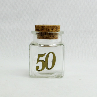 Barattolo in Vetro per 50 Anniversario in Legno Porta Confetti Spezie Nozze
