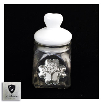 Barattolo-in-vetro-Shabby-Chic-con-Tappo-Cuore-in-Ceramica-Quadrifoglio-Albero-della-Vita-Nozze-Comunione-Portaconfetti