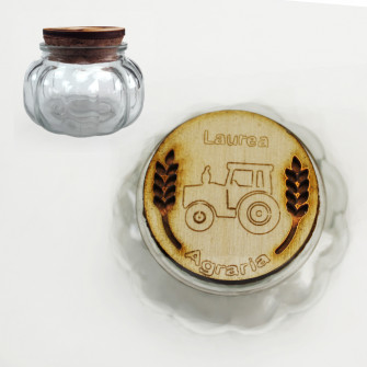 Barattolo zucca tondo in vetro con tappo in sughero Laurea in Agraria Portaconfetti Segnaposto Confettata