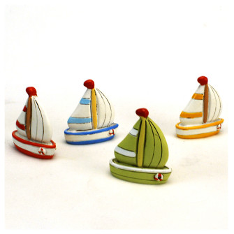Barca a Vela Mare Marinaio in Resina Segnaposto Confettata Nascita Battesimo Compleanno_4x3,5 cm