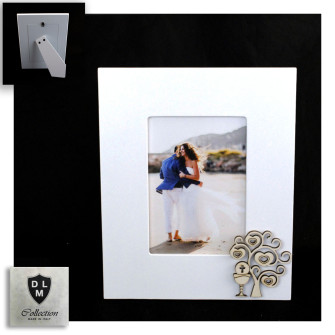 Bomboniera Portafoto Cornice con Albero della Vita e Calice della Prima Comunione in legno Shabby Chic Quadretto_22x17 cm