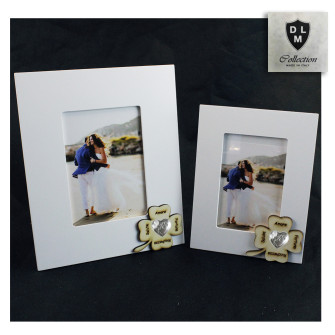 Bomboniera Portafoto Cornice Quadretto Cuore Quadrifoglio Portafortuna 18 Diciottesimo Compleanno Tesi Shabby Chic in legno