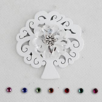 Calamita Albero della Vita e Blasone in Cristallo Fiore Fiorellino Margherita Confettata Segnaposto