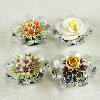 Calamita in Cristallo con Fiore in Ceramica Assortiti