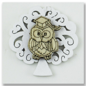 Calamita Magnete Albero della Vita Gufo Gufetto Cappello Laurea in legno Segnaposto Confettata Pensierino 