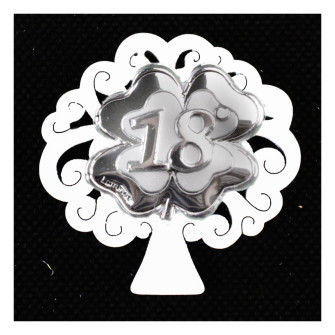 Calamita Magnete Albero della Vita in legno Quadrifoglio Portafortuna 18 Diciottesimo Compleanno Segnaposto Confettata
