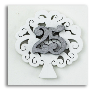 Calamita Magnete Albero della Vita Nozze 25 Anniversario in legno Segnaposto Confettata Pensierino 