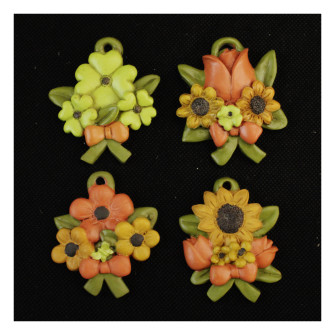 Calamita Magnete Bouquet Mazzo Fiori Margherita Girasole Tulipano Quadrifoglio con Fiocco Segnaposto Confettata