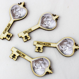 Calamita Magnete Chiave Portafortuna con Sacra Famiglia