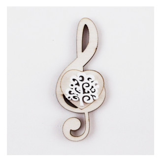 Calamita Magnete Cuore Chiave di Sol Violino Albero della Vita Bianco in legno Musica Segnaposto