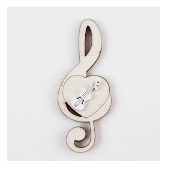 Calamita Magnete Cuore Chiave di Sol Violino Bianco in legno Musica Segnaposto