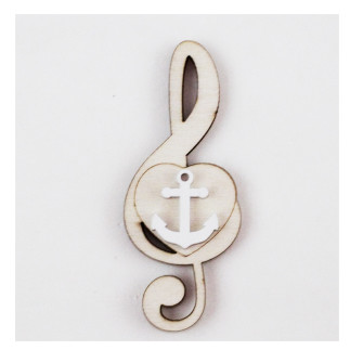 Calamita Magnete Cuore Chiave di Sol Violino Musica Ancora Bianca Marinaio Mare in legno Segnaposto