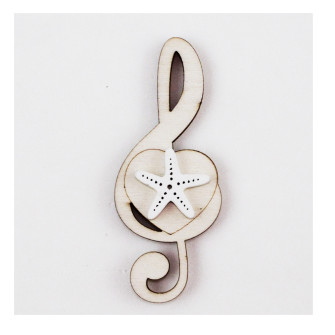 Calamita Magnete Cuore Chiave di Sol Violino Stella Marina Bianca Mare in legno Musica Segnaposto