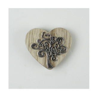 Calamita Magnete Cuore in legno con Albero della Vita Grande Segnaposto