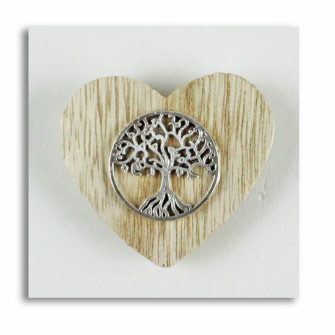 Calamita Magnete Cuore in legno con Albero della Vita Segnaposto
