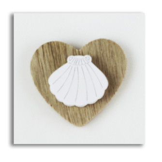 Calamita Magnete Cuore in legno Conchiglia Capasanta Cammino di Santiago Mare Confettata Segnaposto