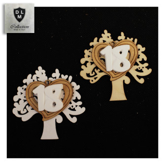 Calamita Magnete Cuore in Legno e Gessetto per 18 Diciottesimo Compleanno Segnaposto Pensierino Confettata
