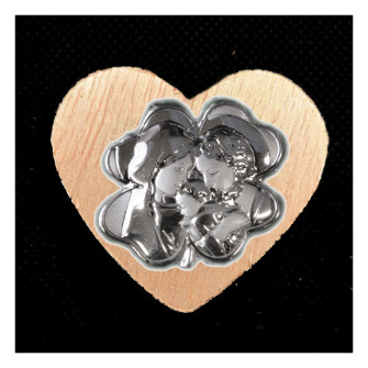 Calamita Magnete Cuore in legno Quadrifoglio Portafortuna Sacra Famiglia Nozze Nascita Segnaposto Pensierino Confettata