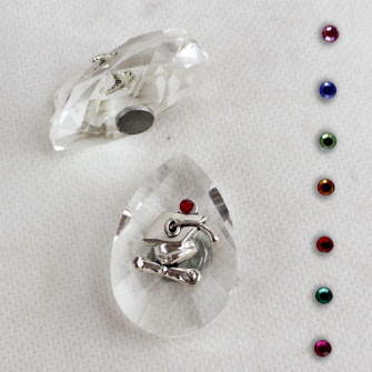 Calamita Magnete in Cristallo con Cappello Laurea Pergamena Confettata Segnaposto