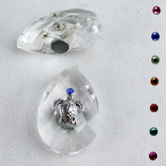 Calamita Magnete in Cristallo con Tartaruga Portafortuna Confettata Segnaposto