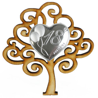 Calamita Magnete in Legno con Cuore 18 Diciottesimo Compleanno Segnaposto Confettata