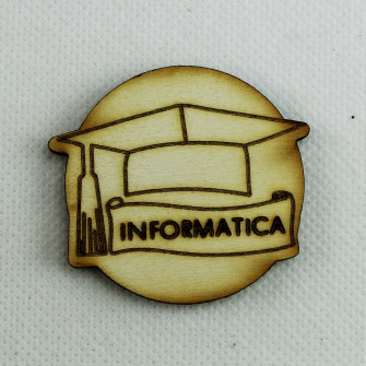 Calamita Magnete Legno Confettata Segnaposto Laurea in Informatica