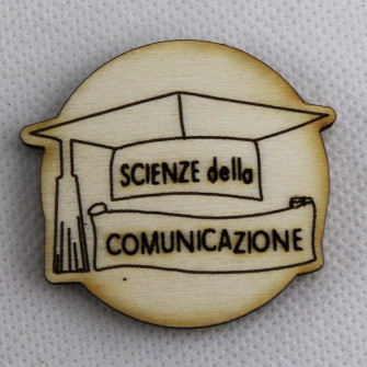 Calamita Magnete Legno Confettata Segnaposto Laurea Scienze della Comunicazione