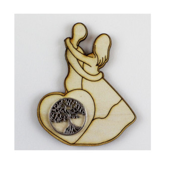 Calamita Magnete Legno Coppia Sposi Icona Albero della Vita Confettata Segnaposto