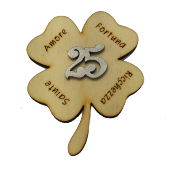 Calamita Magnete Segnaposto Quadrifoglio 25 Anniversario Nozze Matrimonio Portafortuna 