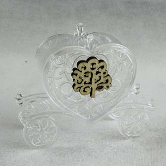 Carrozza Portaconfetti Cuore in Plexiglass con Albero della Vita Segnaposto