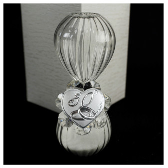 Clessidra in vetro con Fiore in cristallo e Cuore Fedi 50 Anniversario D'oro Cinquantesimo Nozze Matrimonio