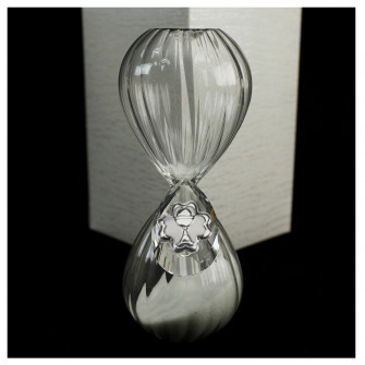 Clessidra in vetro con Goccia in cristallo e Quadrifoglio Calice della Prima Comunione