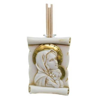 Diffusore Profumatore in Vetro e Resina Pergamena Madonna e Bambino Confettata