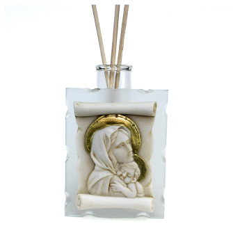 Diffusore Profumatore in Vetro e Resina Pergamena Madonna e Bambino Confettata