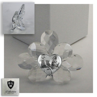 Icona con Fiore in Cristallo e Cuore per Santa Cresima