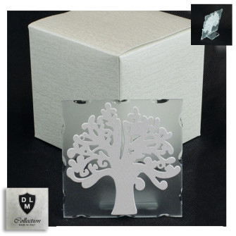 Icona in Vetro Albero della Vita in Legno Bianco Matrimonio Battesimo Comunione