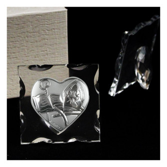 Icona in Vetro Quadretto con Cuore per Santa Cresima