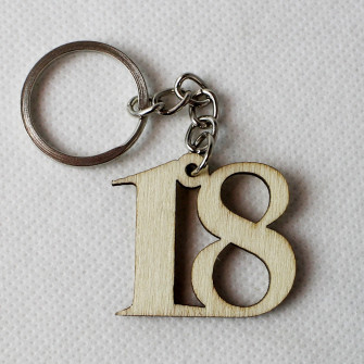 Kit 12 pezzi portachiavi Ciondolo in Legno 18 Diciottesimo Compleanno