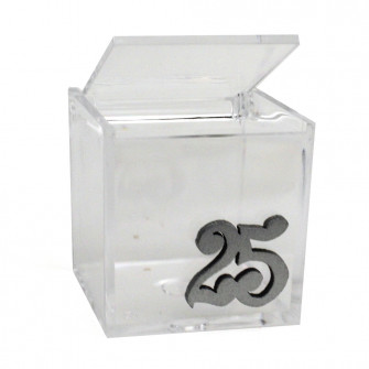 Kit 25 pezzi - Scatola portagioie in plastica 25 Anniversario Nozze Matrimonio Venticinquesimo in Legno Porta Confetti Confettata