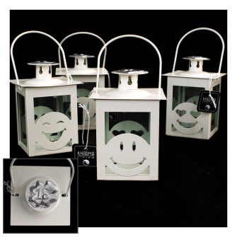 Lanterna Bianca Faccine Emoticon Smile con Quadrifoglio Festa 18 Anni Diciottesimo Compleanno Kharma Living Shabby Chic