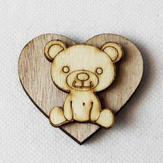 Magnete Calamita Cuore Orso Orsetto in Legno Segnaposto Confettata 